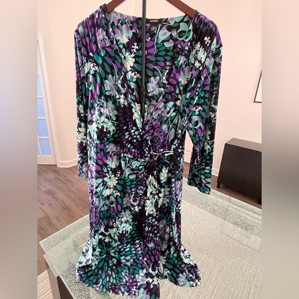 Y2K Alfani Multicolor Floral Long-Sleeve Dress